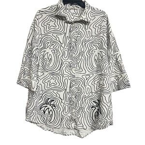 New‎ It’s Now Cool Abstract Palm Tree Star Print Button Front Swim Coverup